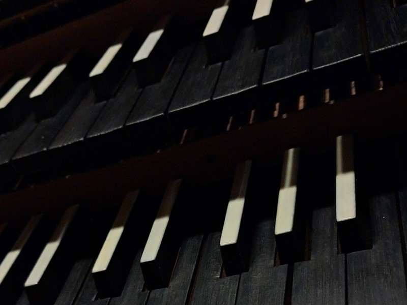 Schwarze „weiße“ Tasten der Orgel von St. Eduard Neukölln